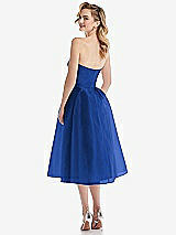 Rear View Thumbnail - Sapphire Strapless Pleated Skirt Organdy Midi Dress