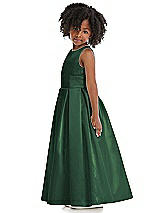 Side View Thumbnail - Hampton Green Sleeveless Pleated Skirt Satin Flower Girl Dress