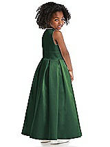 Rear View Thumbnail - Hampton Green Sleeveless Pleated Skirt Satin Flower Girl Dress