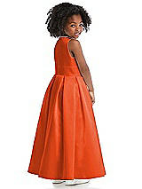 Rear View Thumbnail - Tangerine Tango Sleeveless Pleated Skirt Satin Flower Girl Dress