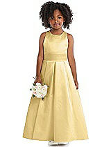 Front View Thumbnail - Buttercup Sleeveless Pleated Skirt Satin Flower Girl Dress