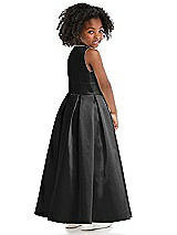 Rear View Thumbnail - Black Sleeveless Pleated Skirt Satin Flower Girl Dress