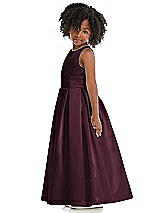 Side View Thumbnail - Bordeaux Sleeveless Pleated Skirt Satin Flower Girl Dress