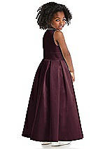 Rear View Thumbnail - Bordeaux Sleeveless Pleated Skirt Satin Flower Girl Dress