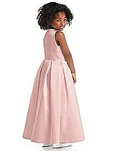 Rear View Thumbnail - Rose - PANTONE Rose Quartz Sleeveless Pleated Skirt Satin Flower Girl Dress