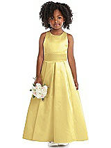 Front View Thumbnail - Sunflower Sleeveless Pleated Skirt Satin Flower Girl Dress