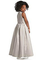 Rear View Thumbnail - Taupe Sleeveless Pleated Skirt Satin Flower Girl Dress