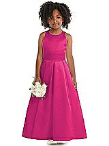Front View Thumbnail - Think Pink Sleeveless Pleated Skirt Satin Flower Girl Dress