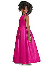 Side View Thumbnail - Think Pink Sleeveless Pleated Skirt Satin Flower Girl Dress