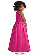 Rear View Thumbnail - Think Pink Sleeveless Pleated Skirt Satin Flower Girl Dress