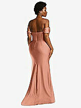 Alt View 4 Thumbnail - Copper Penny Off-the-Shoulder Corset Stretch Satin Mermaid Dress with Slight Train