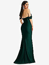 Alt View 3 Thumbnail - Evergreen Off-the-Shoulder Corset Stretch Satin Mermaid Dress with Slight Train