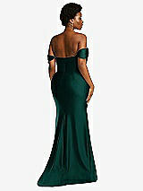 Alt View 4 Thumbnail - Evergreen Off-the-Shoulder Corset Stretch Satin Mermaid Dress with Slight Train