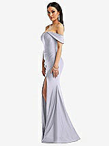 Alt View 2 Thumbnail - Silver Dove Off-the-Shoulder Corset Stretch Satin Mermaid Dress with Slight Train