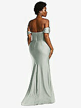 Alt View 4 Thumbnail - Willow Green Off-the-Shoulder Corset Stretch Satin Mermaid Dress with Slight Train