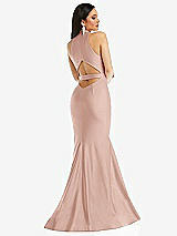 Rear View Thumbnail - Toasted Sugar Plunge Neckline Cutout Low Back Stretch Satin Mermaid Dress