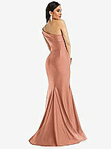Alt View 3 Thumbnail - Copper Penny One-Shoulder Bias-Cuff Stretch Satin Mermaid Dress with Slight Train