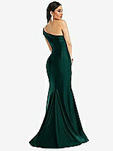 Alt View 3 Thumbnail - Evergreen One-Shoulder Bias-Cuff Stretch Satin Mermaid Dress with Slight Train