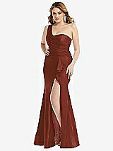 Front View Thumbnail - Auburn Moon One-Shoulder Bustier Stretch Satin Mermaid Dress with Cascade Ruffle