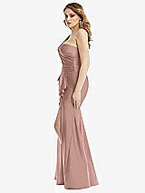 Side View Thumbnail - Neu Nude One-Shoulder Bustier Stretch Satin Mermaid Dress with Cascade Ruffle
