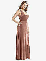 Side View Thumbnail - Tawny Rose Deep V-Neck Sleeveless Velvet Maxi Dress with Pockets