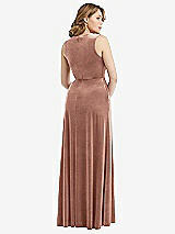 Rear View Thumbnail - Tawny Rose Deep V-Neck Sleeveless Velvet Maxi Dress with Pockets
