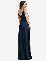 Rear View Thumbnail - Midnight Navy Skinny Strap Plunge Neckline Maxi Dress with Bow Detail