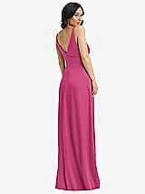 Rear View Thumbnail - Tea Rose Skinny Strap Plunge Neckline Maxi Dress with Bow Detail