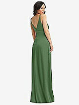Rear View Thumbnail - Vineyard Green Skinny Strap Plunge Neckline Maxi Dress with Bow Detail