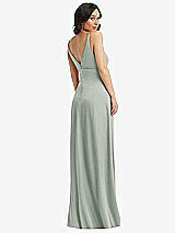 Rear View Thumbnail - Willow Green Skinny Strap Plunge Neckline Maxi Dress with Bow Detail