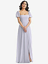 Front View Thumbnail - Silver Dove Puff Sleeve Chiffon Maxi Dress with Front Slit