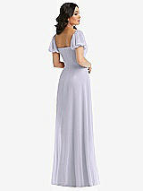 Rear View Thumbnail - Silver Dove Puff Sleeve Chiffon Maxi Dress with Front Slit