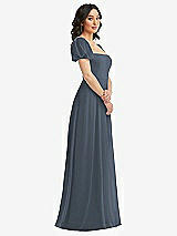 Side View Thumbnail - Silverstone Puff Sleeve Chiffon Maxi Dress with Front Slit