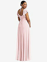 Rear View Thumbnail - Ballet Pink Flutter Sleeve Scoop Open-Back Chiffon Maxi Dress