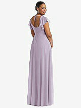 Rear View Thumbnail - Lilac Haze Flutter Sleeve Scoop Open-Back Chiffon Maxi Dress