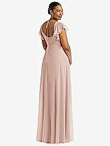 Rear View Thumbnail - Toasted Sugar Flutter Sleeve Scoop Open-Back Chiffon Maxi Dress