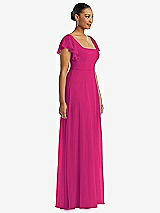 Side View Thumbnail - Think Pink Flutter Sleeve Scoop Open-Back Chiffon Maxi Dress
