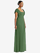 Side View Thumbnail - Vineyard Green Flutter Sleeve Scoop Open-Back Chiffon Maxi Dress