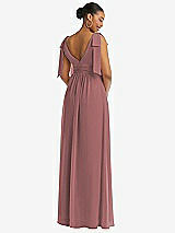 Rear View Thumbnail - Rosewood Plunge Neckline Bow Shoulder Empire Waist Chiffon Maxi Dress