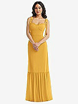 Alt View 2 Thumbnail - NYC Yellow Tie-Shoulder Bustier Bodice Ruffle-Hem Maxi Dress