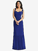 Alt View 2 Thumbnail - Cobalt Blue Tie-Shoulder Bustier Bodice Ruffle-Hem Maxi Dress