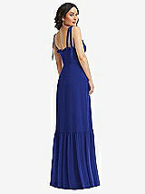 Rear View Thumbnail - Cobalt Blue Tie-Shoulder Bustier Bodice Ruffle-Hem Maxi Dress