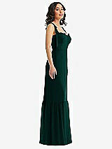 Side View Thumbnail - Evergreen Tie-Shoulder Bustier Bodice Ruffle-Hem Maxi Dress