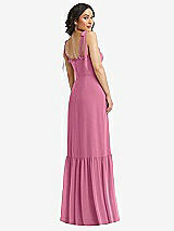 Rear View Thumbnail - Orchid Pink Tie-Shoulder Bustier Bodice Ruffle-Hem Maxi Dress