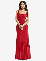 Alt View 2 Thumbnail - Parisian Red Tie-Shoulder Bustier Bodice Ruffle-Hem Maxi Dress