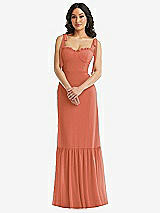 Alt View 2 Thumbnail - Terracotta Copper Tie-Shoulder Bustier Bodice Ruffle-Hem Maxi Dress