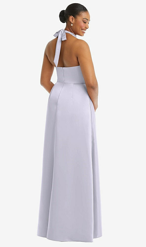 Back View - Silver Dove High-Neck Tie-Back Halter Cascading High Low Maxi Dress