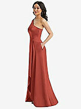 Side View Thumbnail - Amber Sunset One-Shoulder High Low Maxi Dress with Pockets