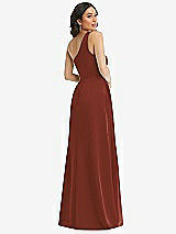 Rear View Thumbnail - Auburn Moon One-Shoulder High Low Maxi Dress with Pockets
