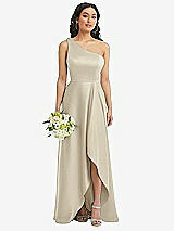 Alt View 1 Thumbnail - Champagne One-Shoulder High Low Maxi Dress with Pockets